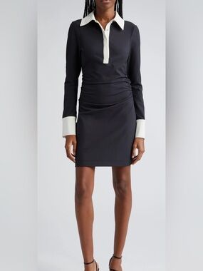 black long sleeve dress with white collar and cuffs Victoria Beckham Target Bunny Collared Dress Black White Long Sleeve Size  Extra